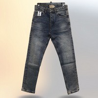 Men's Stretchable Dark Indigo Denim Slacks with 3D Whisker